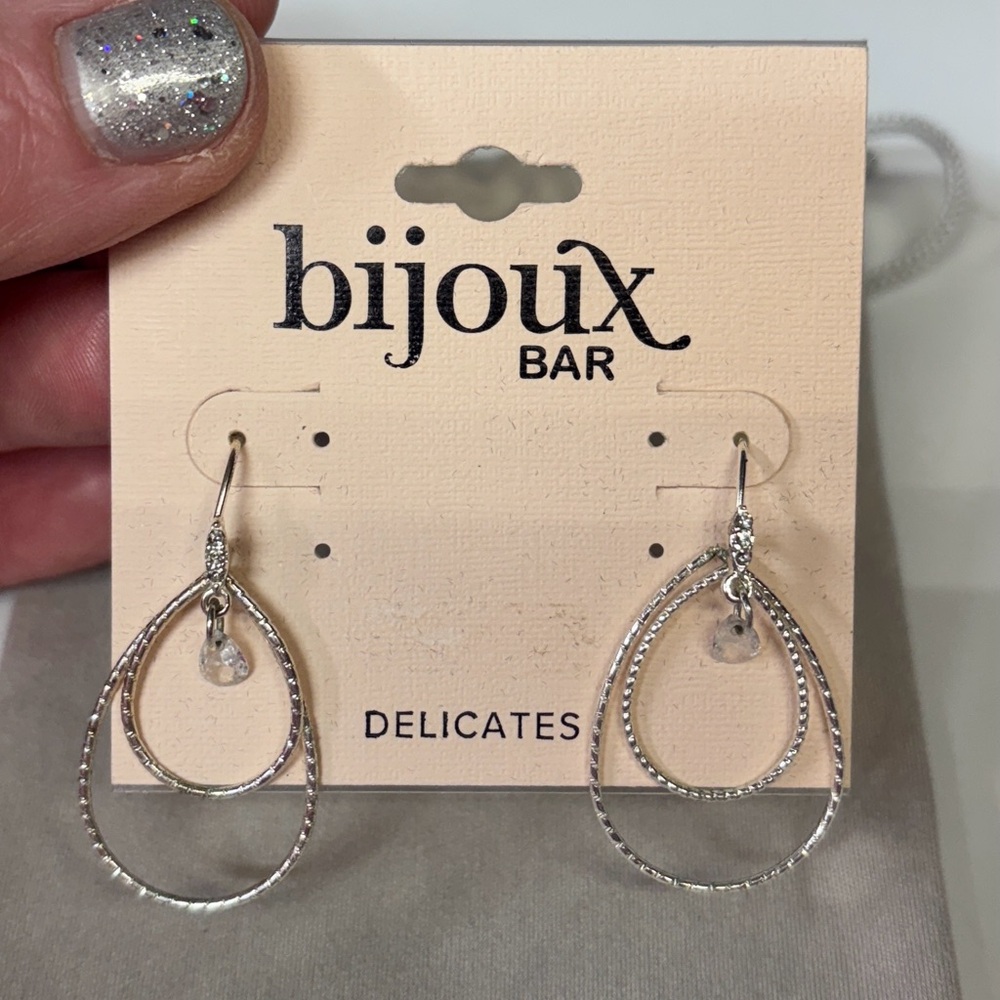LC Lauren Conrad Silver Layered Hoop Dangle Earrings
